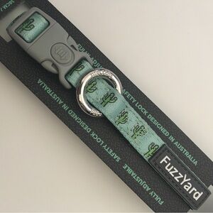 NEW (S) FuzzYard Dog Collar Green Cactus Print for Small Size Dogs Adjustable